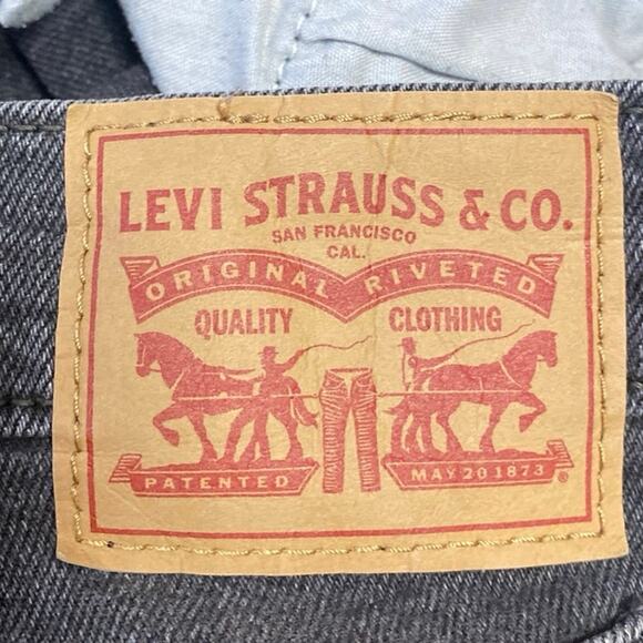 Levi's Ribcage Women's Black Straight High Waist Button Fly Denim Jeans Pants 24 - Picture 6 of 7
